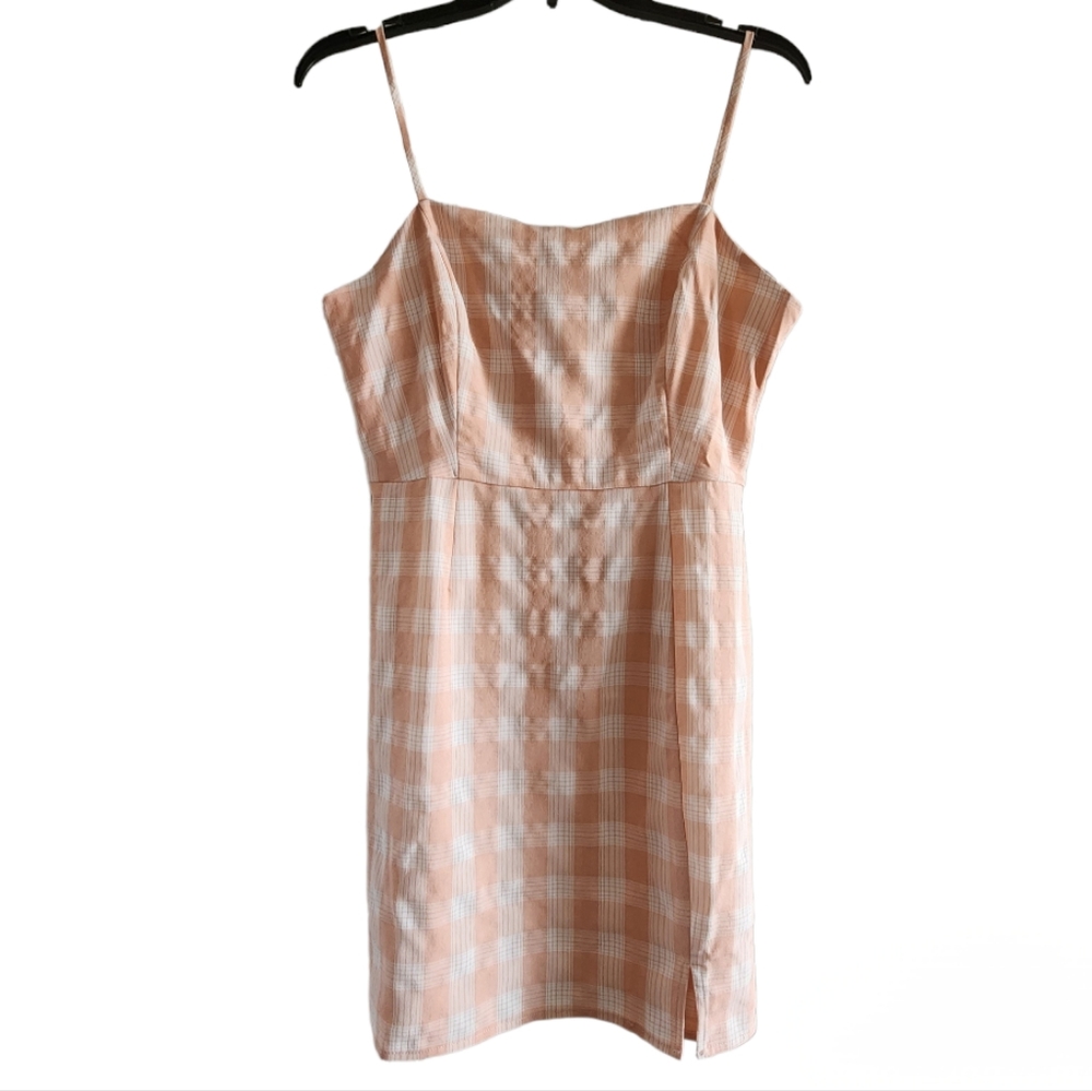 BP Plaid Coral/ White Mini Dress
